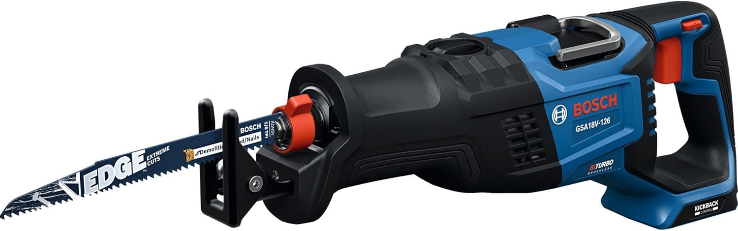 BOSCH GSA18V-126N PROFACTOR 18V Reciprocating Saw - 1-1/4" Stroke, 0-3000 SPM, BITURBO Brushless, KickBack Control, 6 Speed Settings, Tool-Free Blade Change (Bare Tool) - Image 2