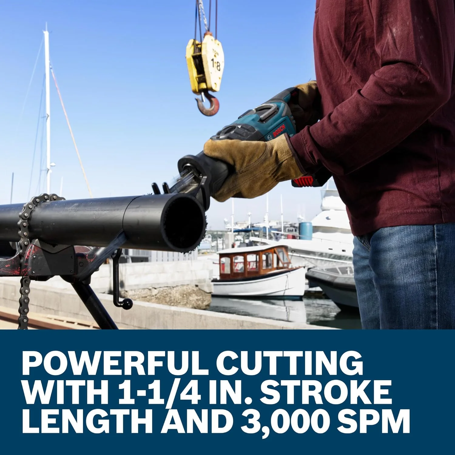 BOSCH GSA18V-126N PROFACTOR 18V Reciprocating Saw - 1-1/4" Stroke, 0-3000 SPM, BITURBO Brushless, KickBack Control, 6 Speed Settings, Tool-Free Blade Change (Bare Tool) - Image 4