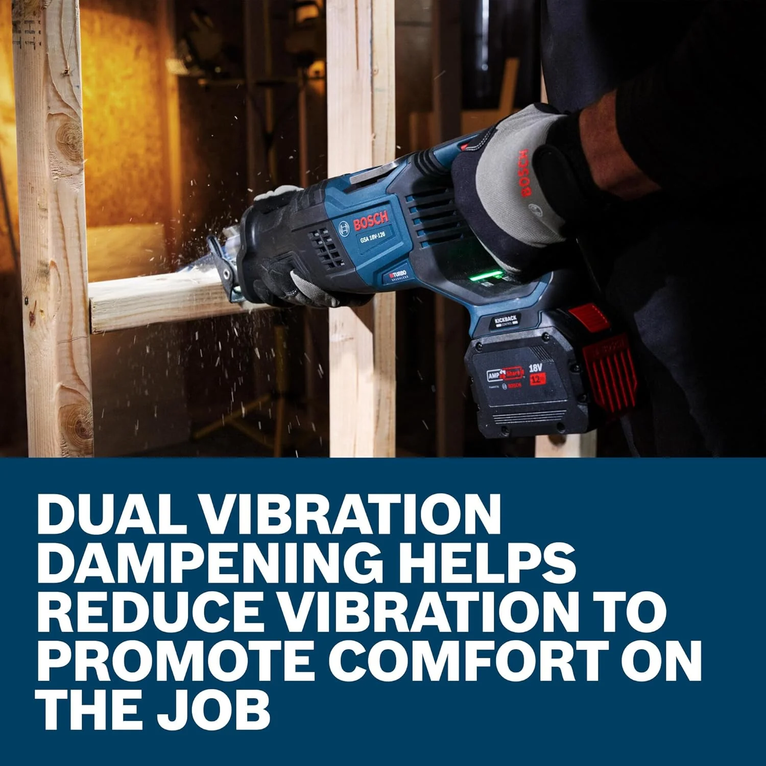 BOSCH GSA18V-126N PROFACTOR 18V Reciprocating Saw - 1-1/4" Stroke, 0-3000 SPM, BITURBO Brushless, KickBack Control, 6 Speed Settings, Tool-Free Blade Change (Bare Tool) - Image 5