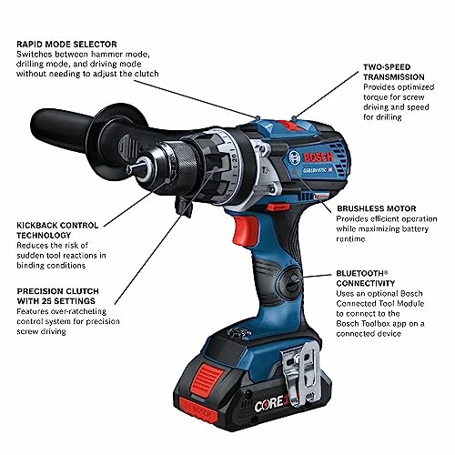 BOSCH 18V EC Brushless Connected-Ready Brute Tough 1/2 In. Hammer Drill/Driver (Bare Tool) - Image 2
