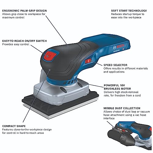 Bosch 18V 1/4 Sheet Orbital Finishing Sander (Bare Tool) - Image 6