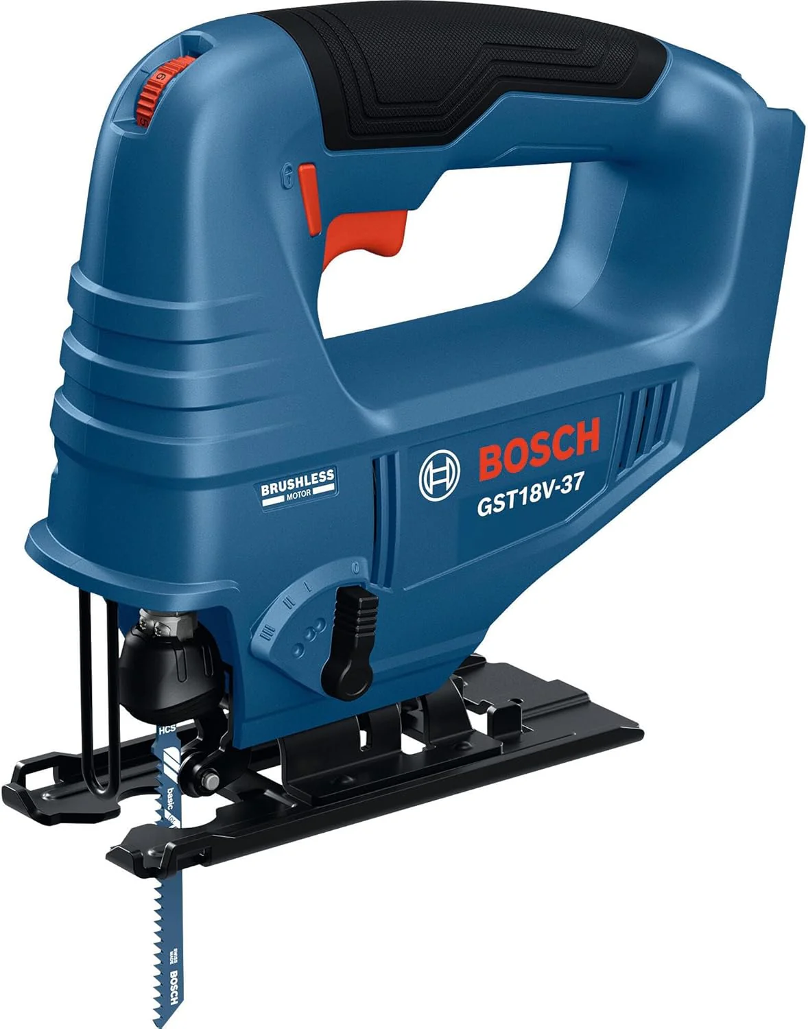 BOSCH GST18V-37N 18V Brushless Top-Handle Jig Saw - Powerful, Compact, 3.7" Cutting Depth, 3300 SPM, 4 Orbital Settings, Variable Speed Dial, LED Light, Tool-Free Blade Change (Bare Tool) - Image 2