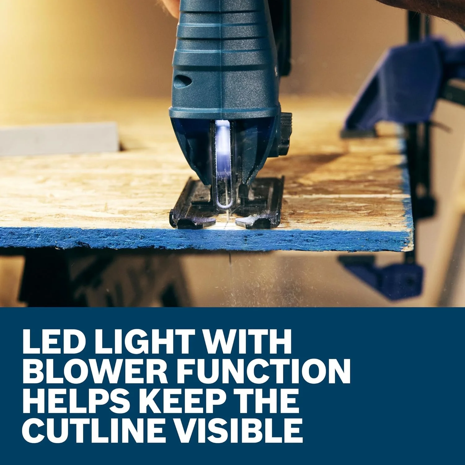 BOSCH GST18V-37N 18V Brushless Top-Handle Jig Saw - Powerful, Compact, 3.7" Cutting Depth, 3300 SPM, 4 Orbital Settings, Variable Speed Dial, LED Light, Tool-Free Blade Change (Bare Tool) - Image 7