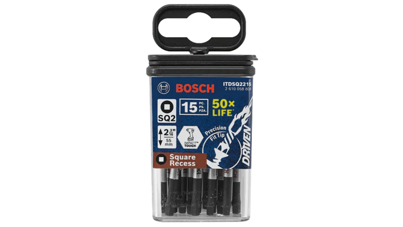 BOSCH 15-Pack 2 In. Driven Square #2 Impact Tough Screwdriving Power Bits - Image 2