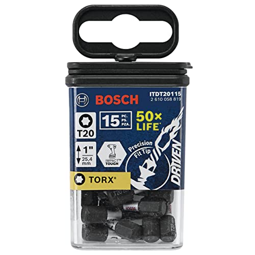 Bosch 15 pc. Driven 1 In. Impact Torx #20 Insert Bits - Image 2