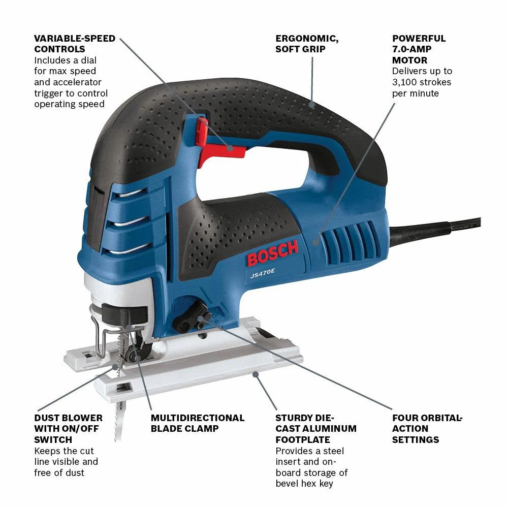 Bosch 7.0 Amp Top-Handle Corded Jig Saw - Image 2