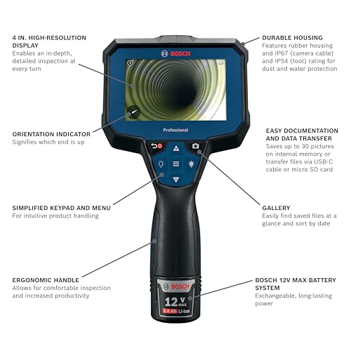 BOSCH 12V Max Connected 11ft Handheld Inspection Camera Kit - Image 2
