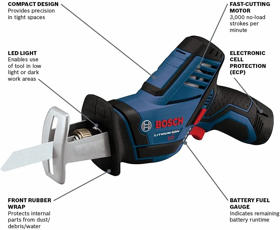 BOSCH 12V Max Pocket Reciprocating Saw Kit with 2.5Ah Battery - Image 3