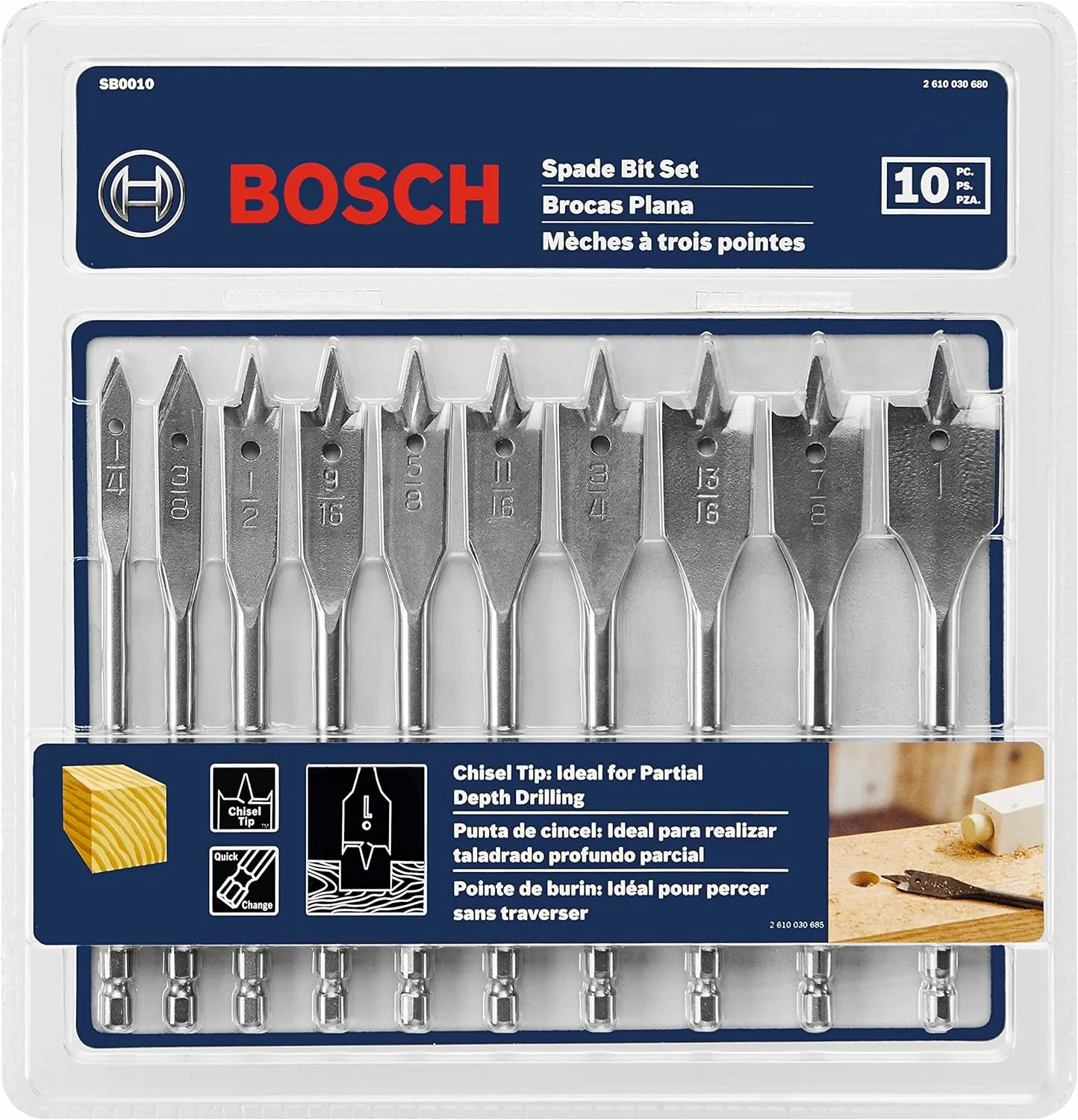Bosch 10-Piece Chisel-Point Spade Bit Assorted Set - Image 2