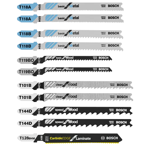 Bosch T11C 11 pc. Laminate/Wood/Metal T-Shank Jig Saw Blade Set