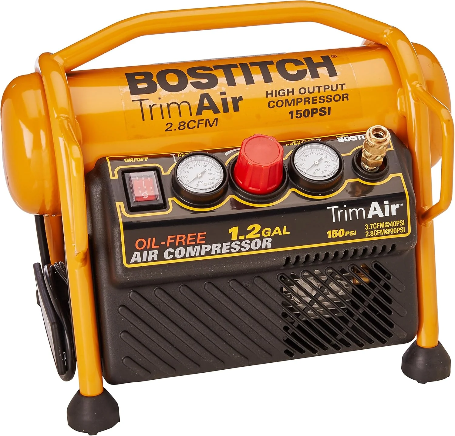 BOSTITCH Air Compressor for Trim, Oil-Free, High-Output, 1.2 Gallon, 120 PSI (CAP1512-OF) - Image 2