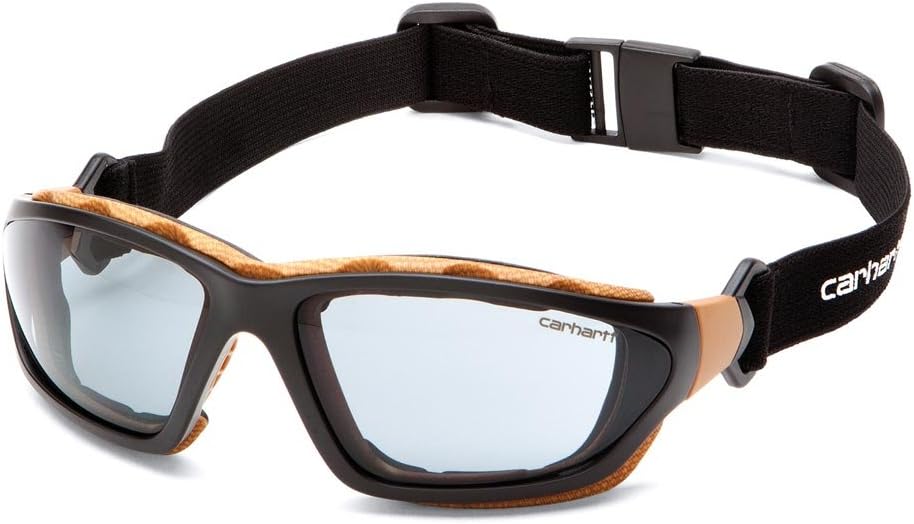 Carhartt Carthage Safety Eyewear with Vented Foam Carriage, Gray Anti-fog Lens Black/Tan Frame - Image 2