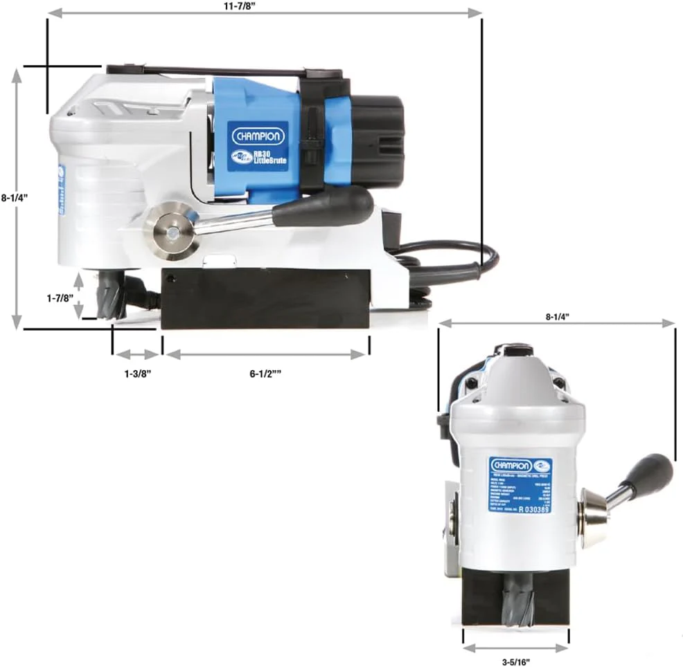RotoBrute | ‎RB30 | Champion Cutting Tool RotoBrute RB30 LittleBrute Low Profile, Lightweight, Portable Magnetic Drill Press: Up to 1-3/8" Diameter, 1-3/16" Depth of Cut - Image 5