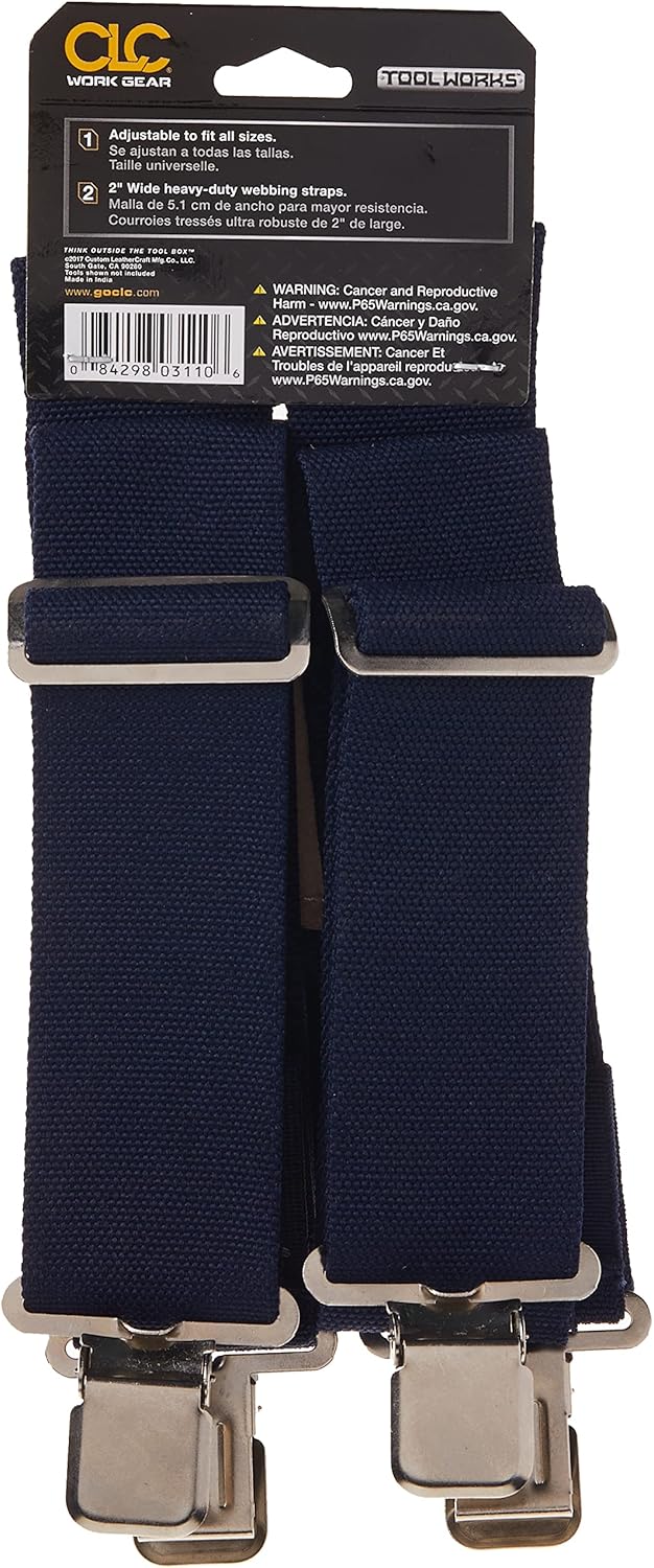Custom Leathercraft 110BLU Heavy-Duty Work Suspenders, Elastic Straps, One Size, Blue - Image 5