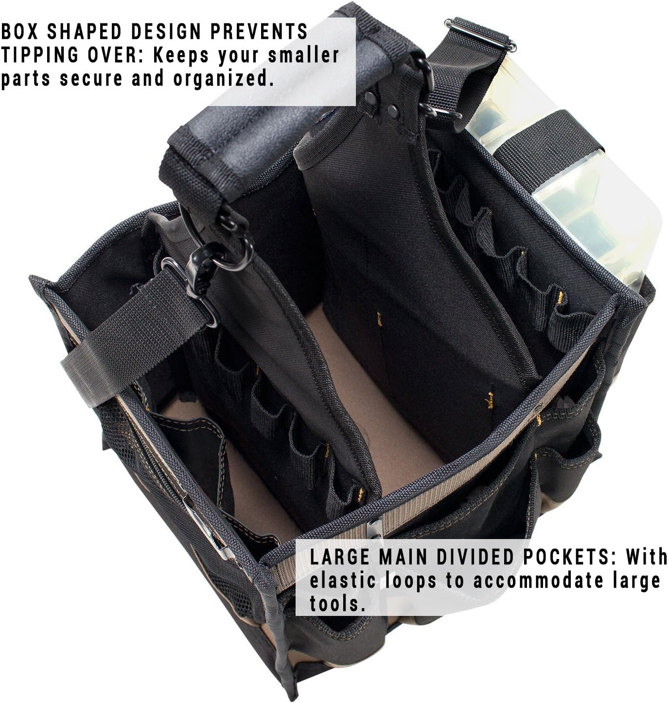 CLC Custom LeatherCraft 1528 Large Electrical and Maintenance Tool Carrier, Black 11-Inch Toolbox - Image 4