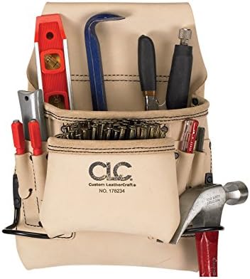 CLC Custom Leathercraft 178234 Carpenter's Nail and Tool Bag Reversed Top Grain, 8-Pocket , White - Image 3