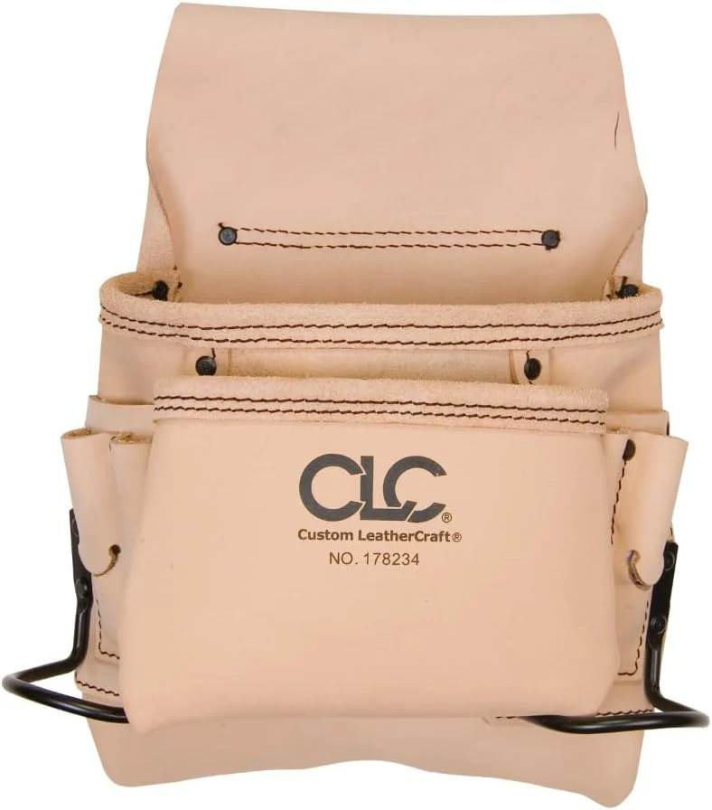 CLC Custom Leathercraft 178234 Carpenter's Nail and Tool Bag Reversed Top Grain, 8-Pocket , White - Image 4