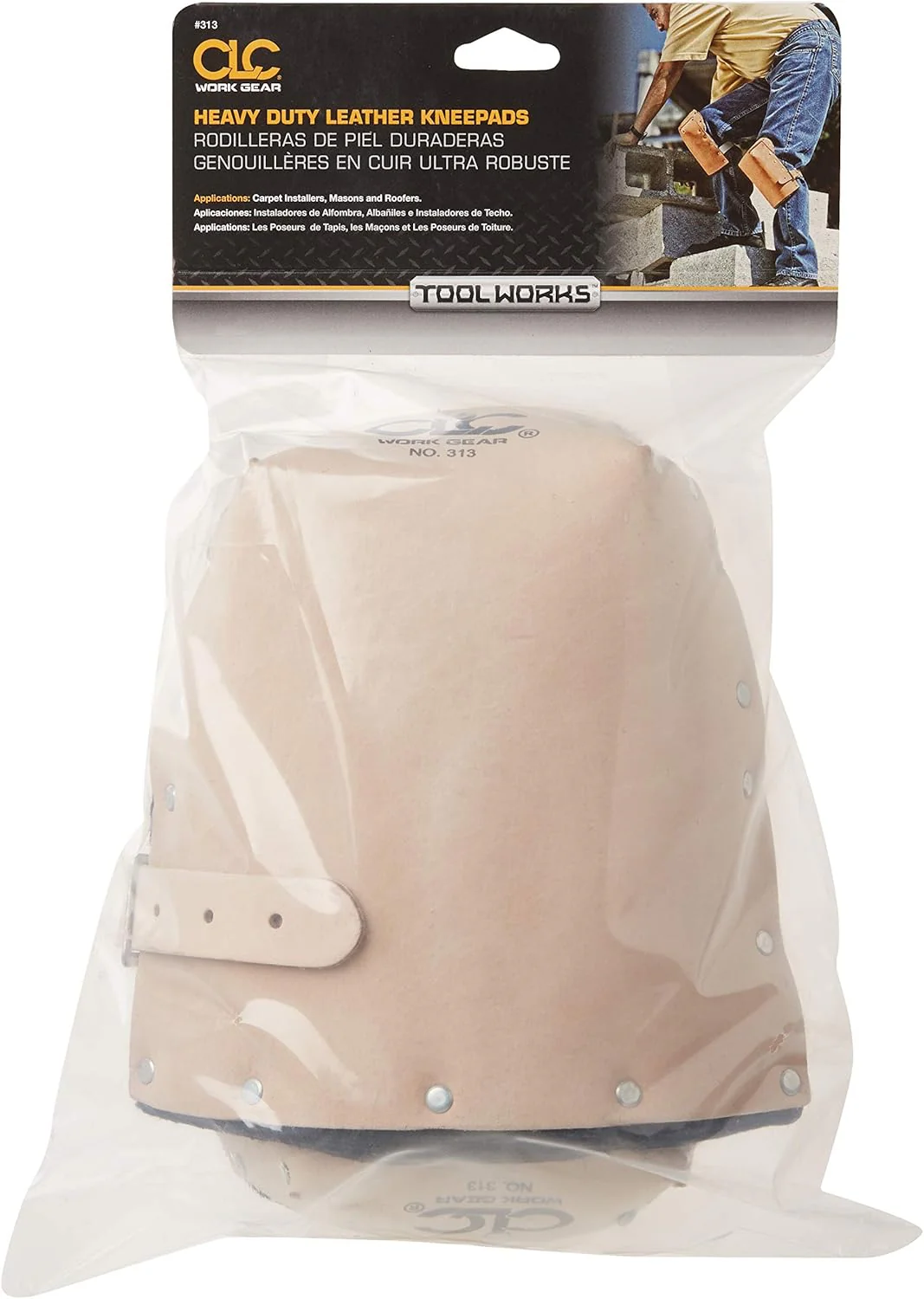 Custom Leathercraft 313-CLC 313 Heavy Duty Leather Kneepads, Double Thick Lining, Tan - Image 2