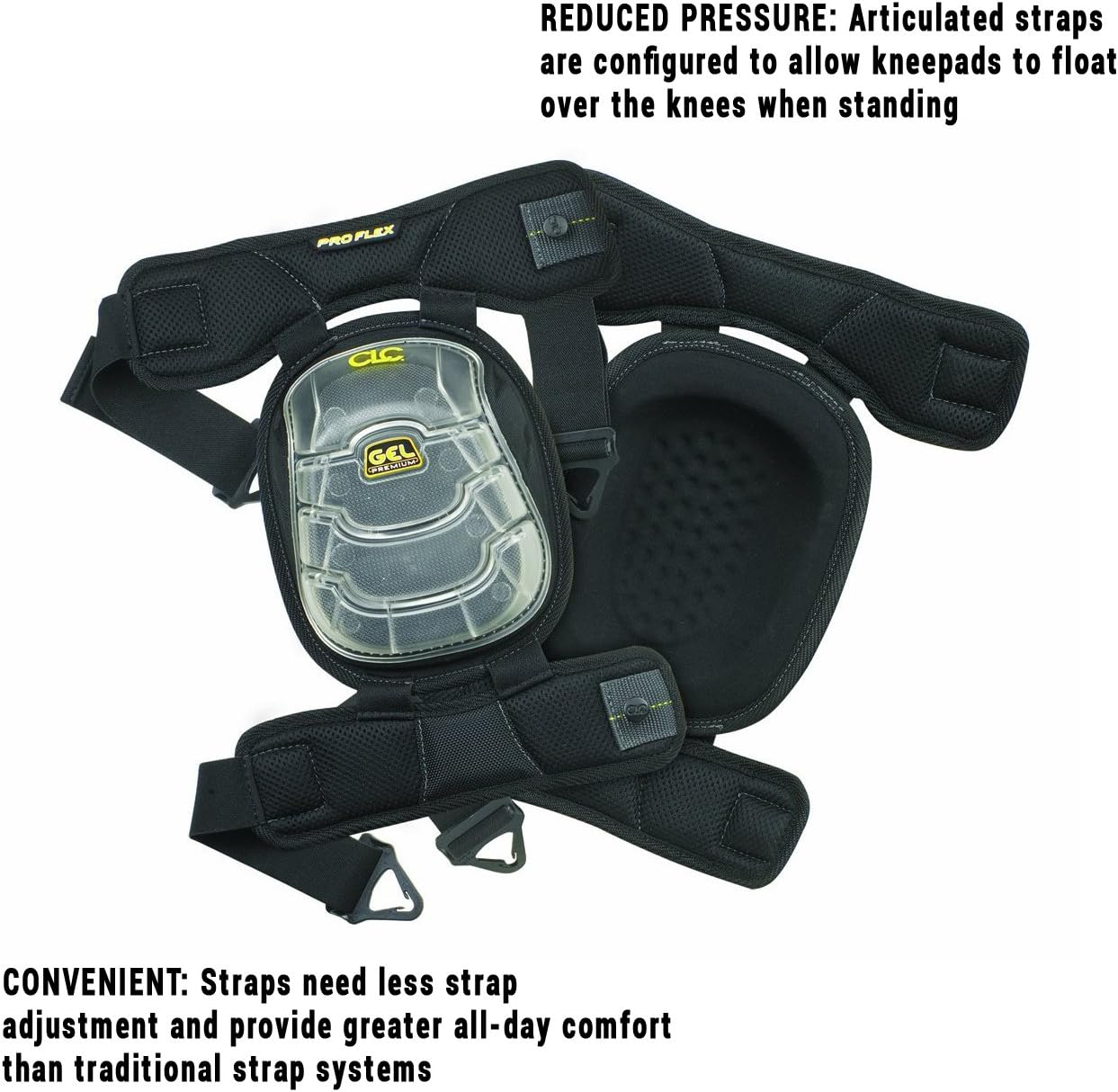 Custom Leathercraft 378 Gel-Tek Stabili-Cap Multi-Surface Articulated Kneepads, Black - Image 4