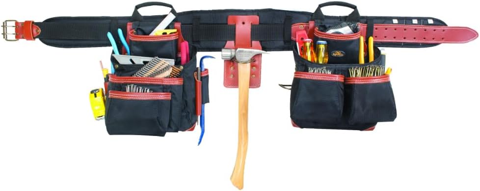 CLC Custom LeatherCraft 51452 4 Piece Top Of The Line Pro Framer's Tool Belt, Black,brown, 29"�46" - Image 2
