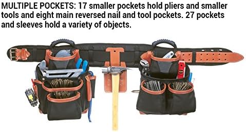 CLC Custom LeatherCraft 51452 4 Piece Top Of The Line Pro Framer's Tool Belt, Black,brown, 29"�46" - Image 3