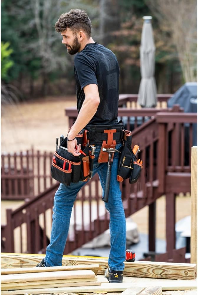 CLC Custom LeatherCraft 51452 4 Piece Top Of The Line Pro Framer's Tool Belt, Black,brown, 29"�46" - Image 9