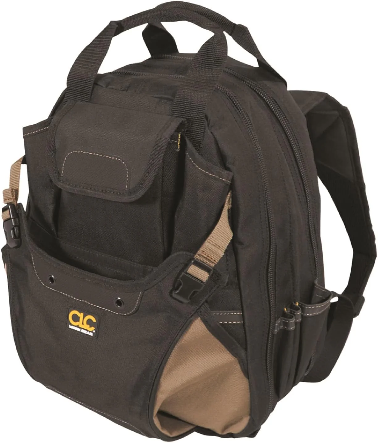 CLC Work Gear 1134 Carpenter's Tool Backpack, 44 Pockets, Padded Back Support, Black 44 Pocket Tool Backpack - Image 2