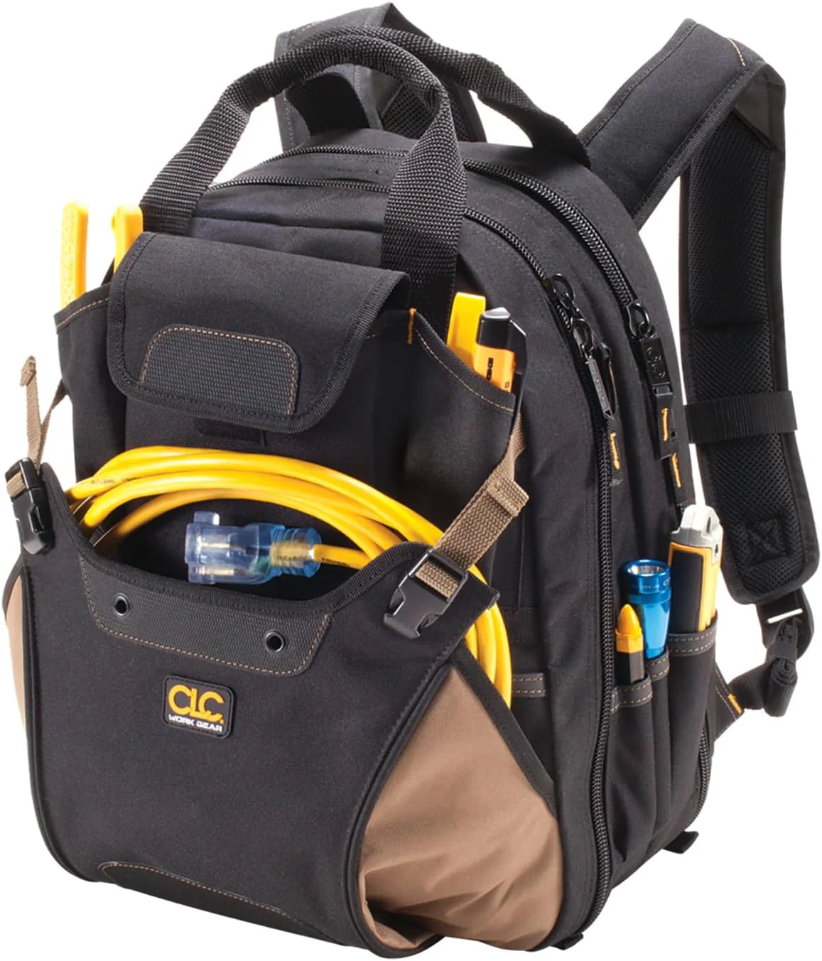 CLC Work Gear 1134 Carpenter's Tool Backpack, 44 Pockets, Padded Back Support, Black 44 Pocket Tool Backpack - Image 3