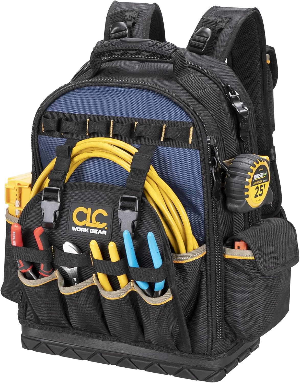 CLC Work Gear PB1133 38 Pocket Molded Base Tool Backpack, Black/Blue - Image 2