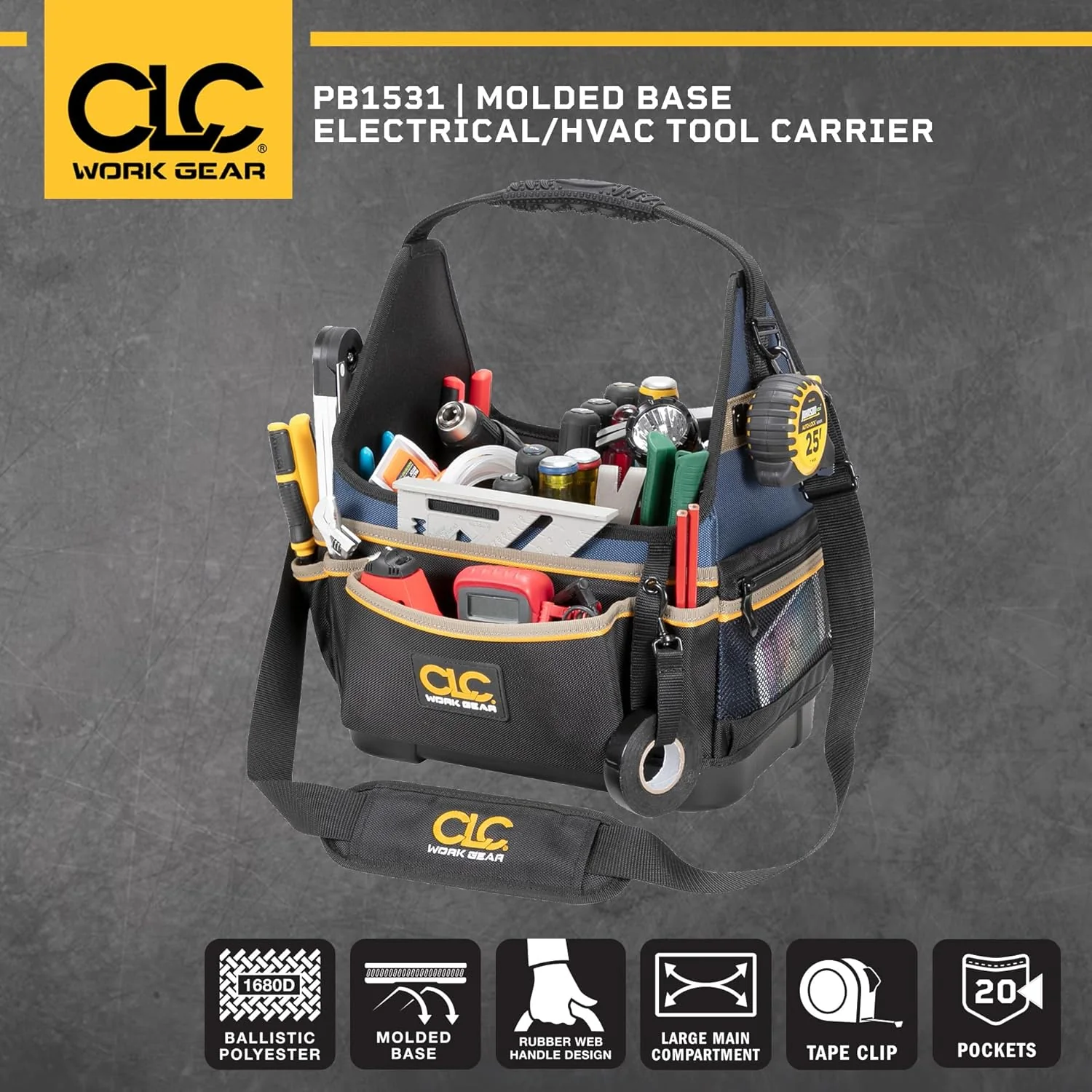 CLC Work Gear PB1531 13" Molded Base Electrical/HVAC Tool Carrier - Image 5