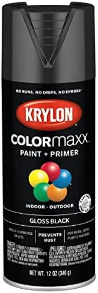 Krylon COLORmaxx Spray Paint + Primer, Gloss Black, 12-oz.