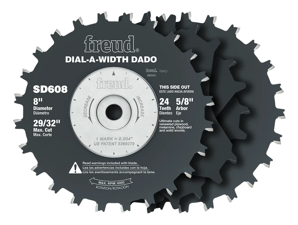 Freud 8 In. x 24T Dial-A-Width Stacked Dado Sets