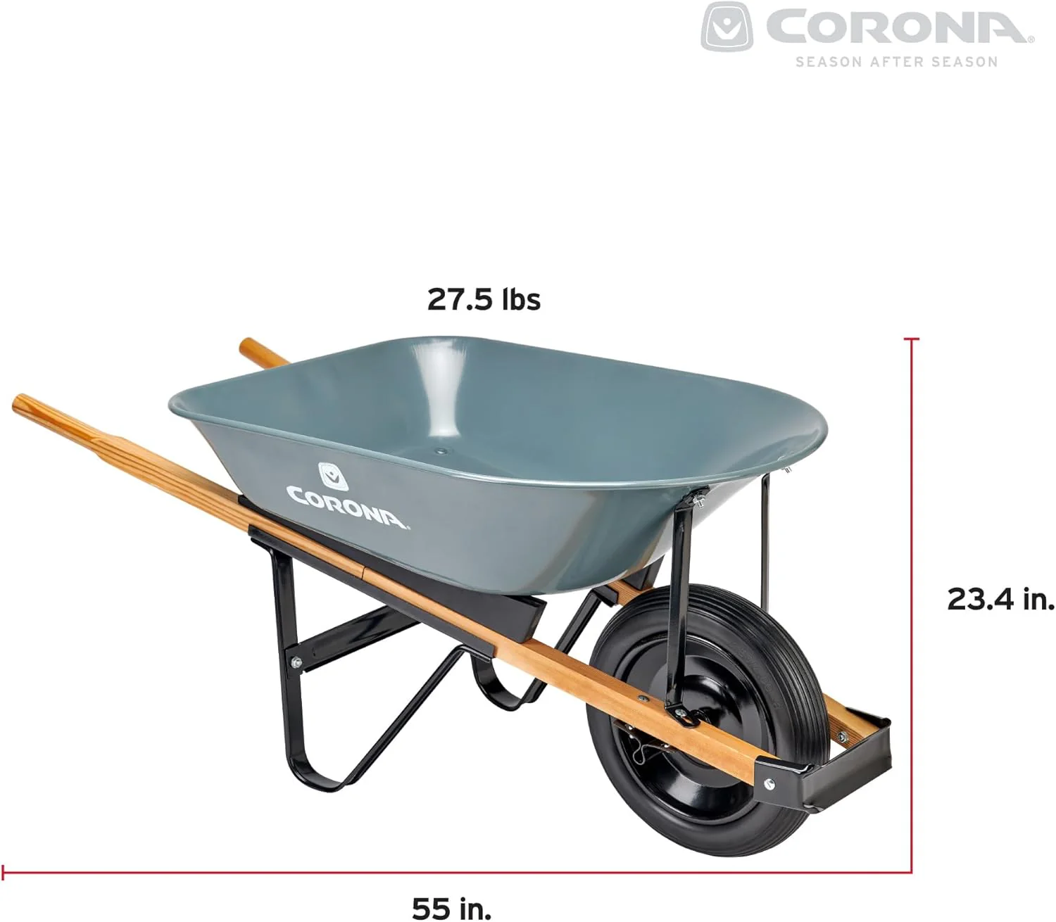 Corona WB1000 5 Cubic Foot Wheelbarrow in A Box Heavy Duty Garden Cart with 15 Inch Flat Free Tire for Outdoor Gardening, Yards, Planting - Image 4