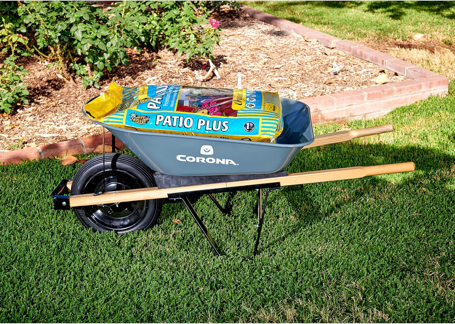 Corona WB1000 5 Cubic Foot Wheelbarrow in A Box Heavy Duty Garden Cart with 15 Inch Flat Free Tire for Outdoor Gardening, Yards, Planting - Image 8