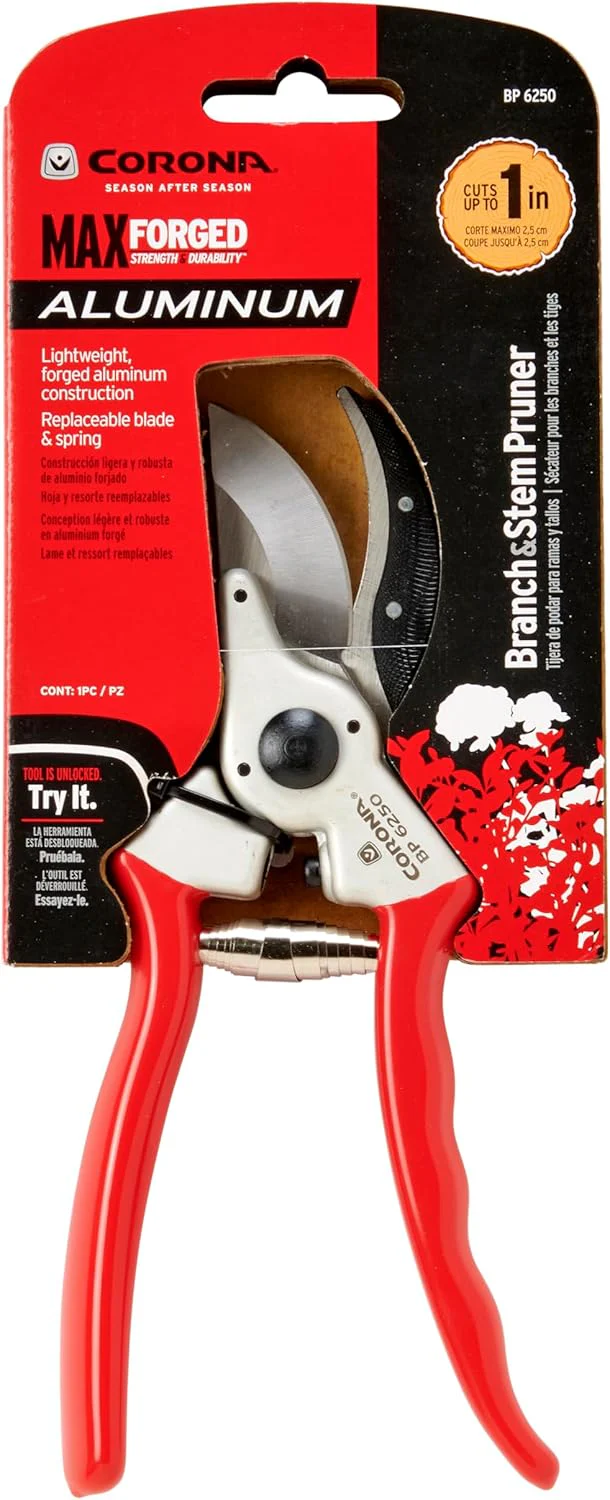 Corona BP 6250 Forged Steel Aluminum Handles Bypass Hand Pruner - 1 inch Cut Capacity Stem and Branch Garden Shears, Red - Image 9