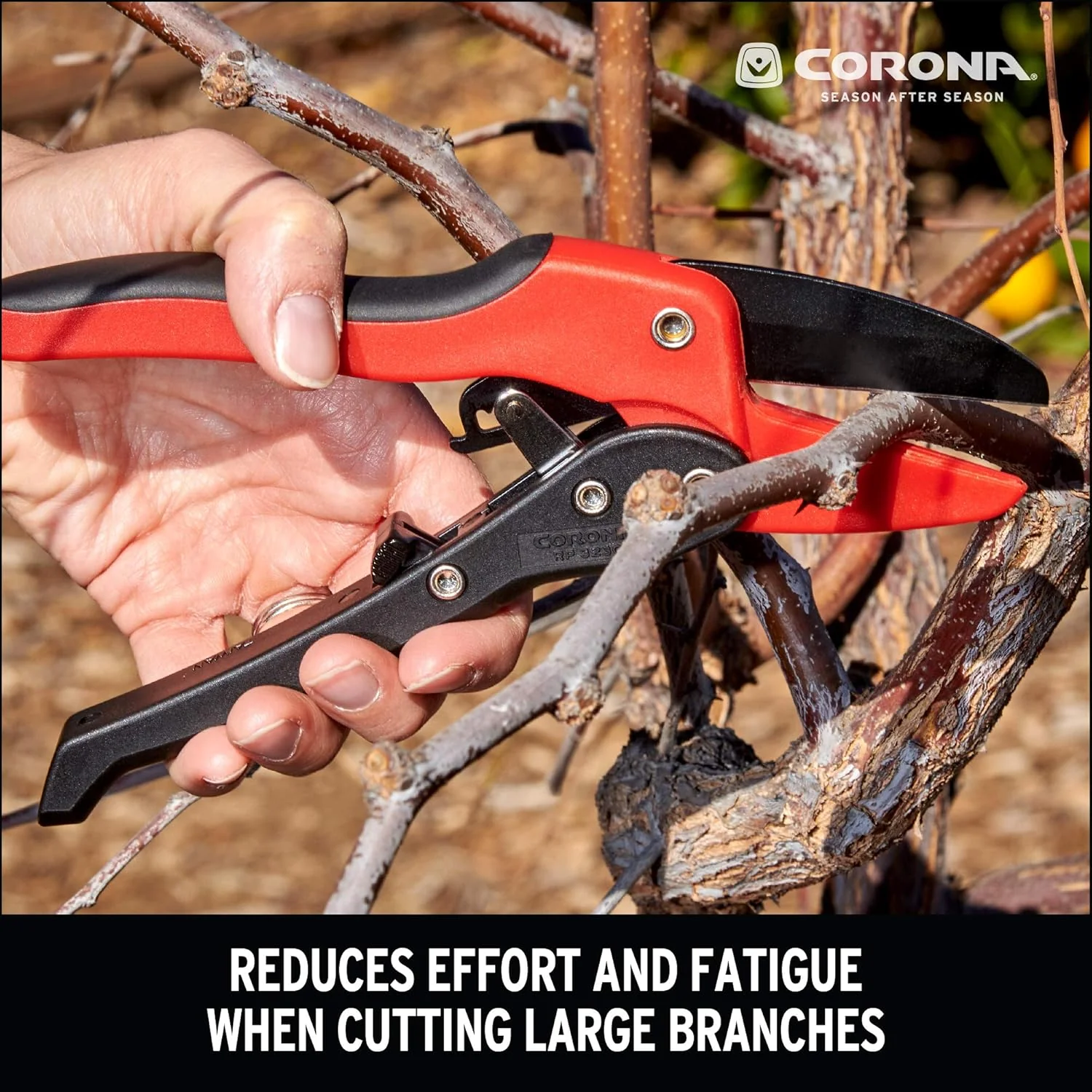 Corona RP3230 Rachet Hand Pruner - 3/4" Cut Capacity Stem and Branch Garden Shears, Red - Image 3