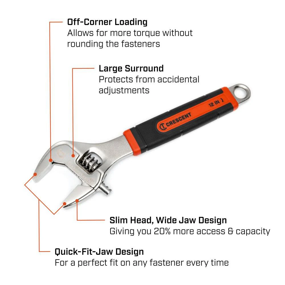 Crescent 12 Inch Adjustable Wrench with Cushion Grip - Image 7