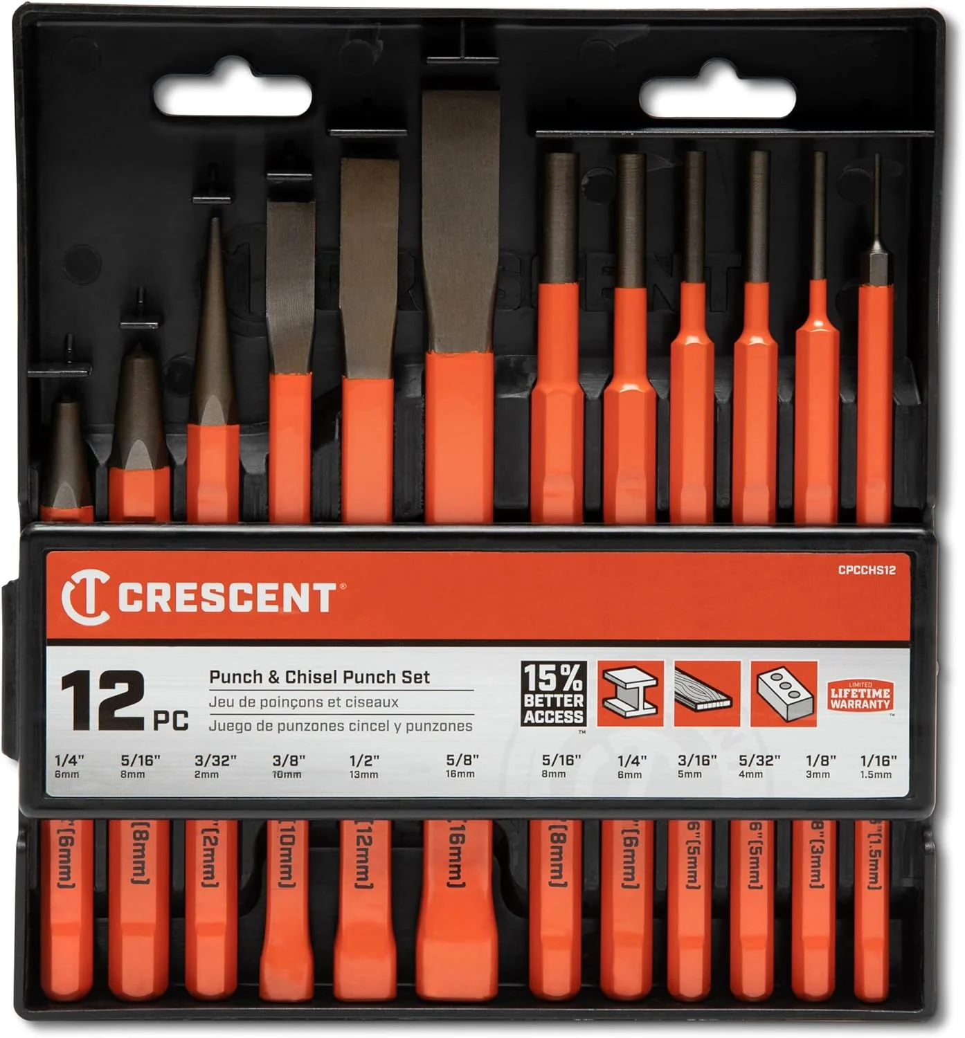 Crescent 12 Piece Set, Punch & Chisel - CPCCHS12 - Image 5