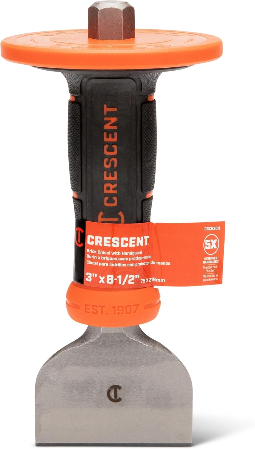 Crescent CBCH30H 3" x 8-1/2" Brick Chisel with Handguard - Image 5