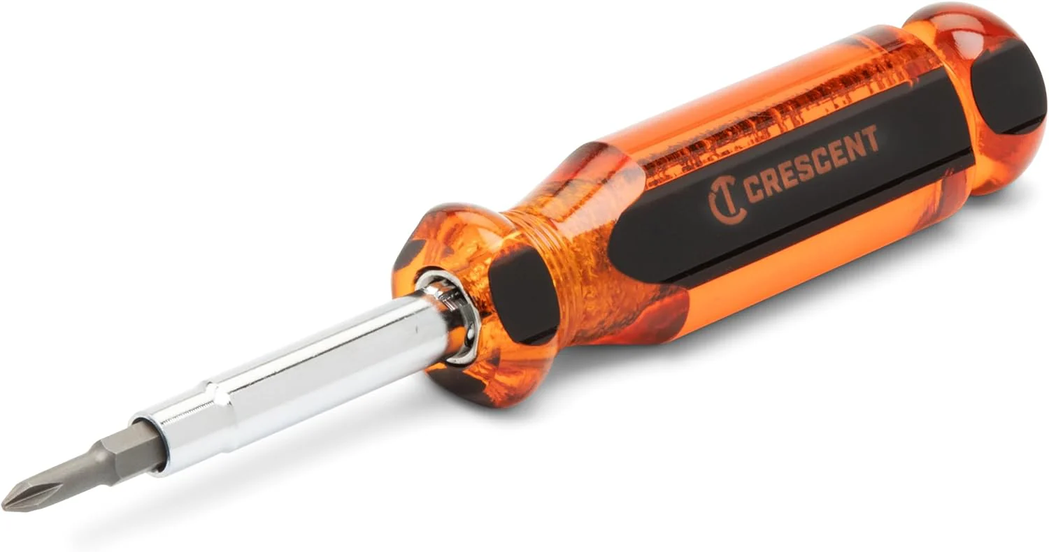 Crescent CS61N 6-in-1 Interchangeable Bit Screwdriver, Red Handle - Image 2