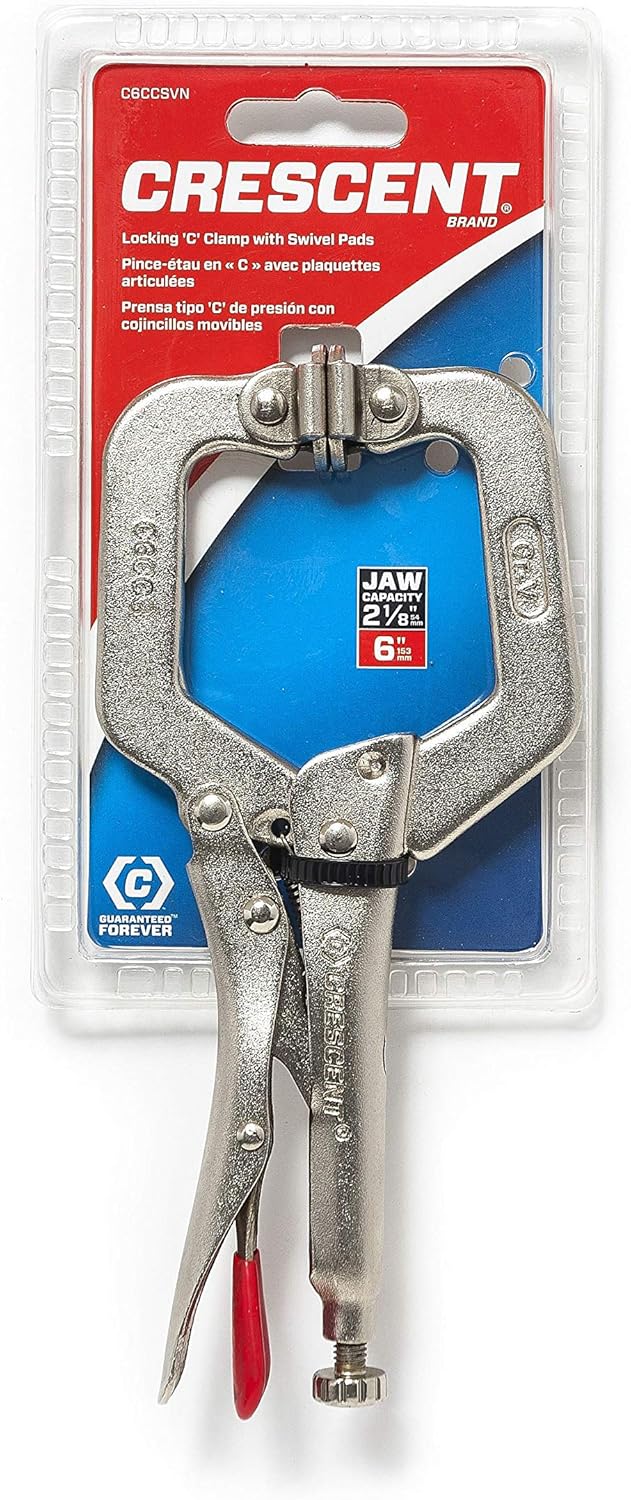 Crescent C6CCSVN 6" Locking C-Clamp with Swivel Pads, Carded, Red - Image 3