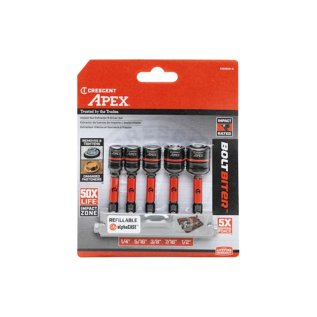 Crescent CAVBXR-5 Bolt Biter 5 -Pack Standard (SAE) Assorted Drive Impact Bolt Extractor Set - Image 8