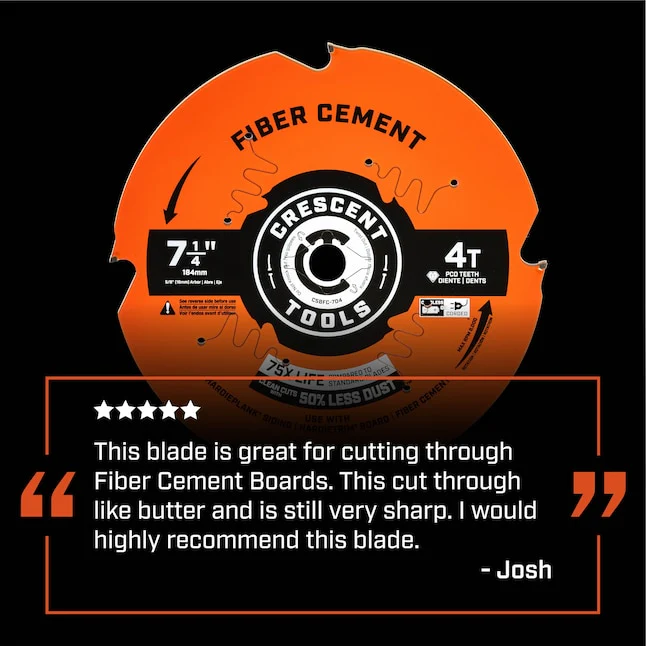 Crescent CSBFC-704 Circular Saw Blade 7 1/4'' X 4 Tooth Fiber Cement - Image 9