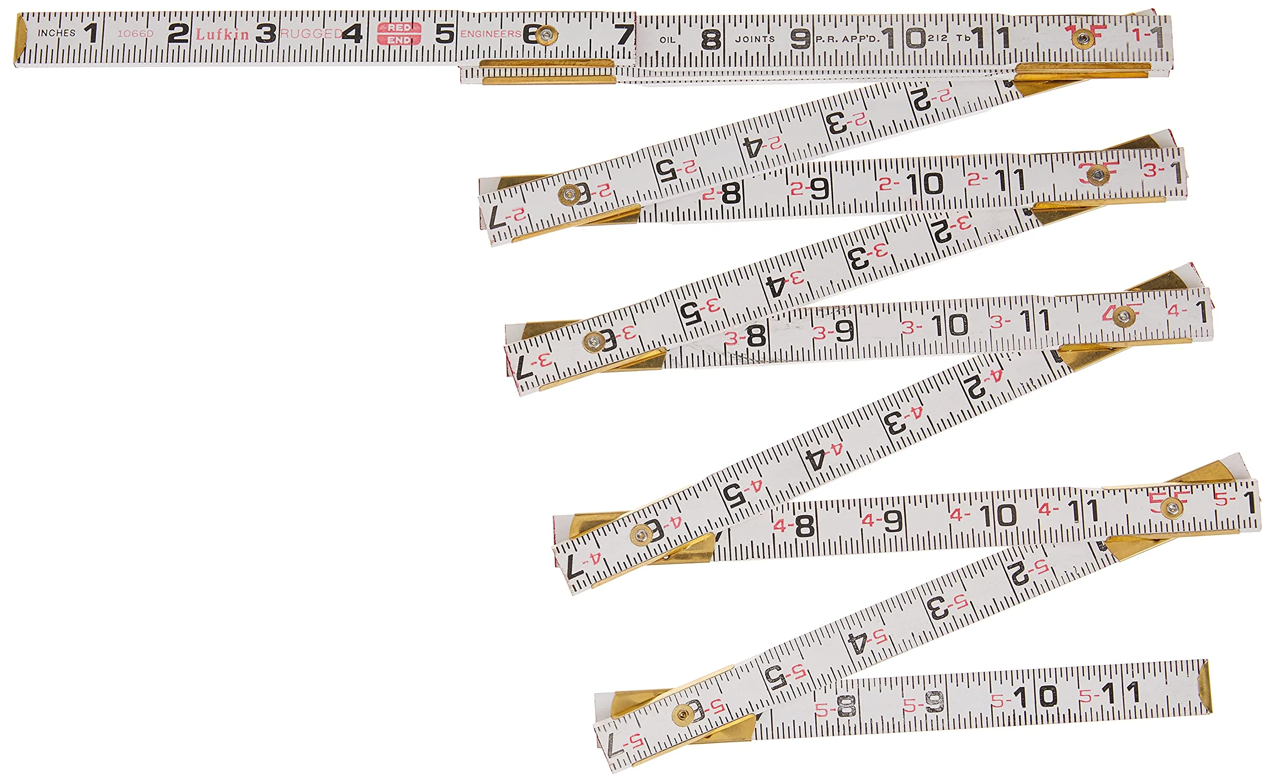 Crescent Lufkin 5/8" X 6' Red End Engineer's Scale Wood Rule - 1066DN, White