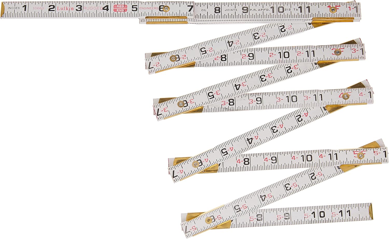 Crescent Lufkin 5/8" X 6' Red End Engineer's Scale Wood Rule - 1066DN, White - Image 2