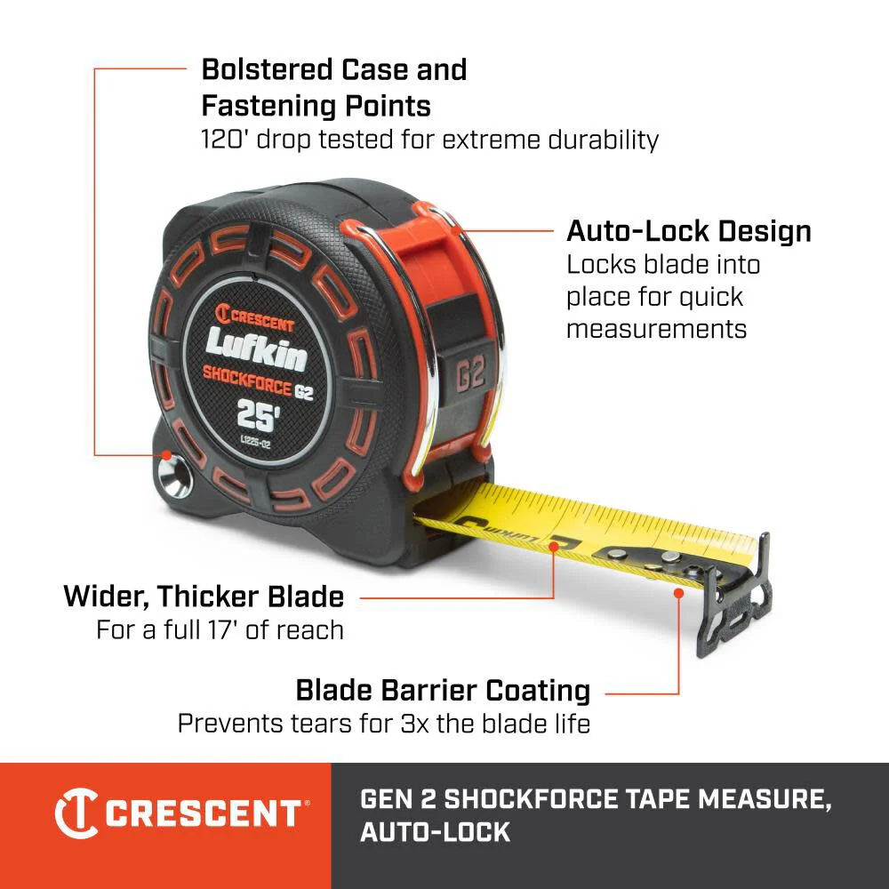 Crescent Lufkin Shockforce G2 Auto Lock Tape Measure 1-1/4 In. x 25' - Image 4