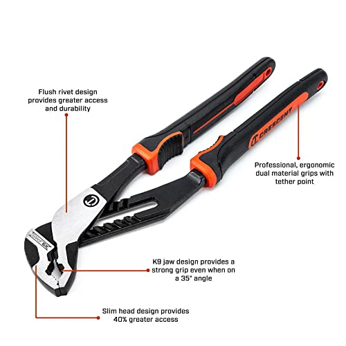 Crescent 12" Z2 K9 V-Jaw Dual Material Tongue and Groove Pliers - Image 2
