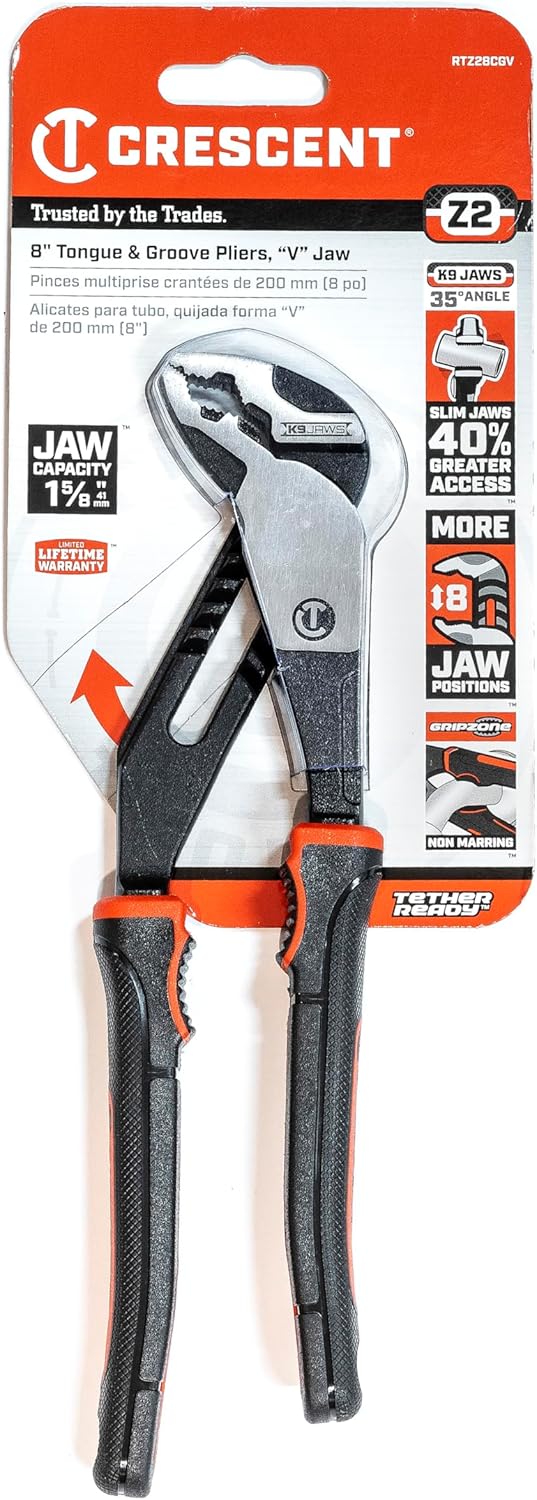 Crescent (RTZ28CG) Plier, 8", Straight Jaw, T&G, Cushion Grip - Image 4