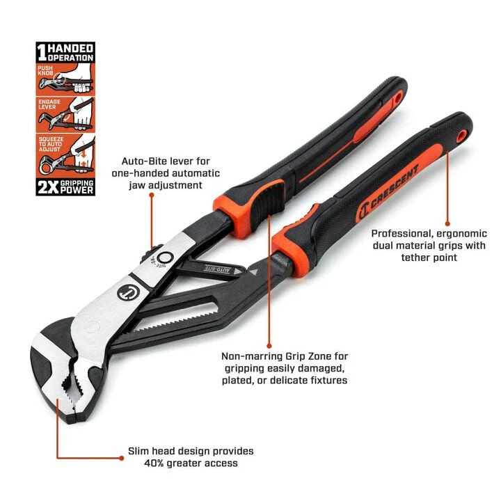 Crescent RTAB10CG Z2 Auto-Bite Tongue and Groove Pliers 10" Dual Material - Image 4