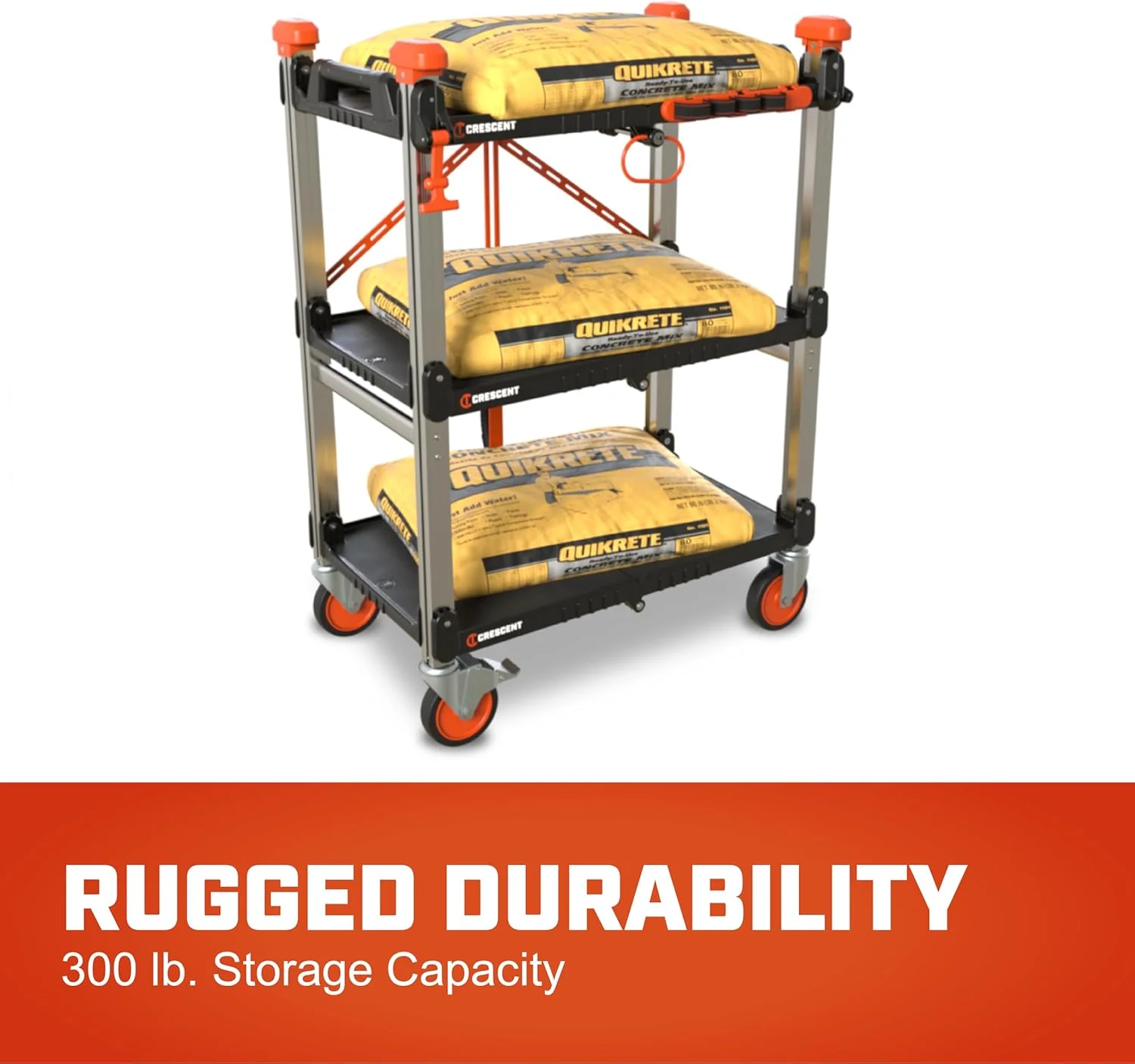 Crescent SITERUNNER, 3 Shelf Heavy Duty Folding Jobsite Cart - 300-lb Capacity, F3SCBL - Image 5